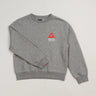 Grey Arte Suave V2 kids crewneck sweatshirt by Gracie Barra, featuring Legacy G chest logo and ribbed cuffs and hem.