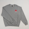 Grey Arte Suave V2 men’s crewneck sweatshirt in French terry by Gracie Barra, featuring red Legacy G chest logo with “Brazilian Jiu-Jitsu” text in white and ribbed cuffs and hem.
