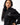 Arte Suave V3 Womens Hoodie in black, three-quarter front on model. Relaxed oversized fit, silver Legacy G logo and white 'Arte Suave' chest script.