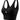 Black Balance Sports Bra, front three-quarter view, scoop neckline, with a white Legacy G logo centered on the chest.