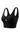 Black Balance Sports Bra, front three-quarter view, scoop neckline, with a white Legacy G logo centered on the chest.