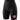 Black Balance Women's Biker Short, front three-quarter view, high-rise waistband, with a Red Shield logo on the right thigh.