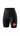 Black Balance Women's Biker Short, front three-quarter view, high-rise waistband, with a Red Shield logo on the right thigh.