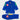 Brasileiro Youth Kimono by adidas in blue, front view of jacket and pants. Green three-stripe sleeves, red Barra Shield patch on chest, tonal Gracie Barra patch, yellow "JIU-JITSU" embroidery, and yellow three-stripe pants.