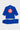 Back view of the blue Brasileiro Youth Kimono jacket and pants. Yellow adidas logo, large red Barra Shield patch reading "Gracie Barra Carlos Gracie Jr.", and tonal "Equipe" patch.