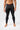 Black Gracie Barra Close Contact Compression Pants, front view, with the red Gracie Barra waistband wordmark and gray striped side panels at the hips.