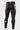 Back of the black Gracie Barra Close Contact compression pants with an orange Legacy G waistband tab, gray striped side panels and red Barra Shield.