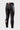 Back of the black Close Contact kids compression pants with red Legacy G waistband tab, vertical Gracie Barra side print, and red Barra Shield at the calf.