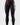 Front view of the black Gracie Barra Close Contact womens compression pants with red GRACIE BARRA waistband print and gray striped side panel.