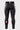 Back of the black Close Contact womens compression pants showing gray striped side panels, red Legacy G waistband tab, and Barra Shield at the calf.
