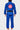 Back view of the blue Gracie Barra Continuum Kimono by Vanguard with the Red Shield back patch and tonal Vanguard pant embroidery.