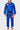 Blue Gracie Barra Continuum Kimono by Vanguard front view with the Red Shield chest patch, Gracie Barra lapel embroidery, and red thigh patch.