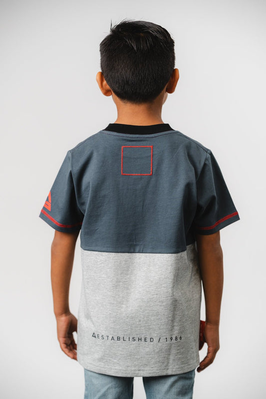 Colorblock Youth Tee - Grey/Black