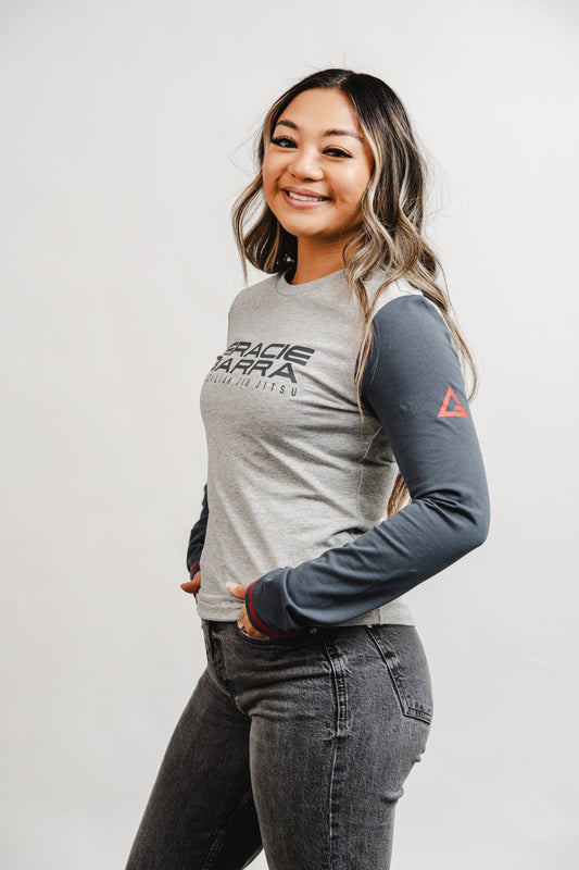 Colorblock Womens Long Sleeve Tee - Grey/Black