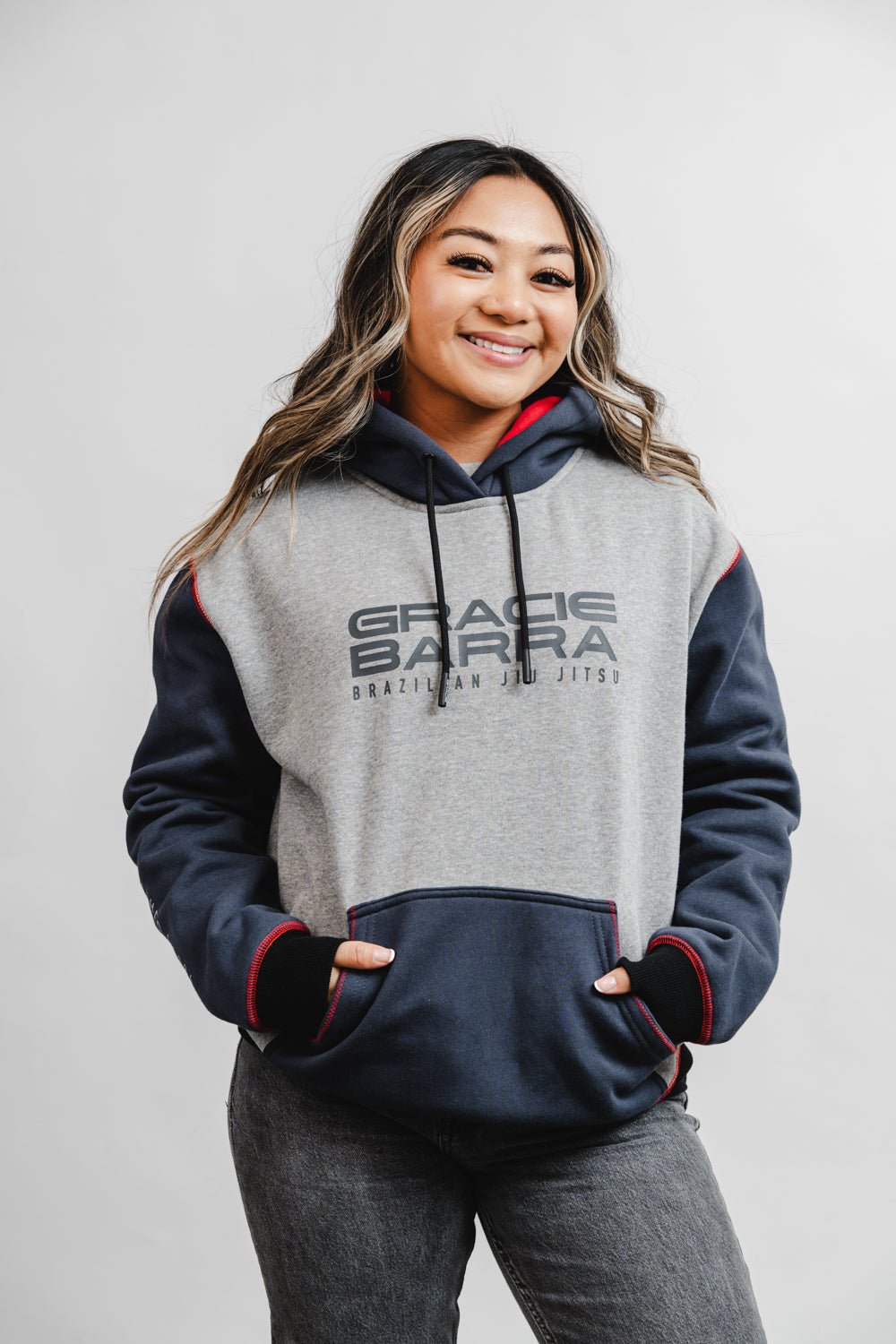 Colorblock Womens Hoodie - Grey/Black