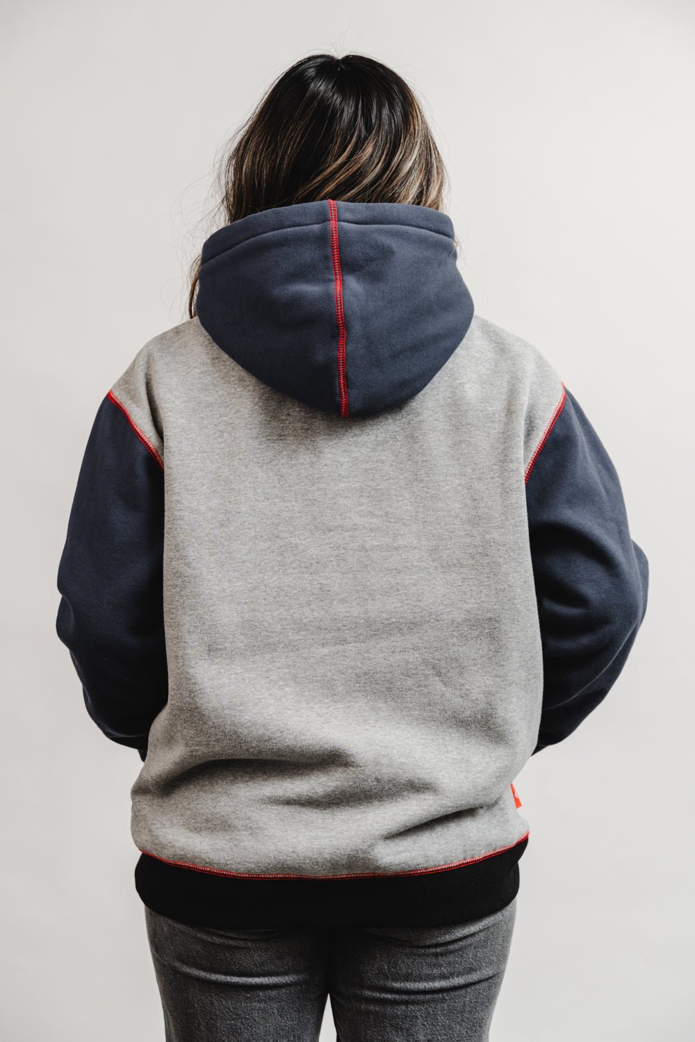 Colorblock Womens Hoodie - Grey/Black