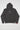 Back view of a dark heather grey Gracie Barra kids hoodie laid flat on a white background, featuring the Jiu-Jitsu triangle graphic centered on the upper back and a red Gracie Barra sleeve tag.