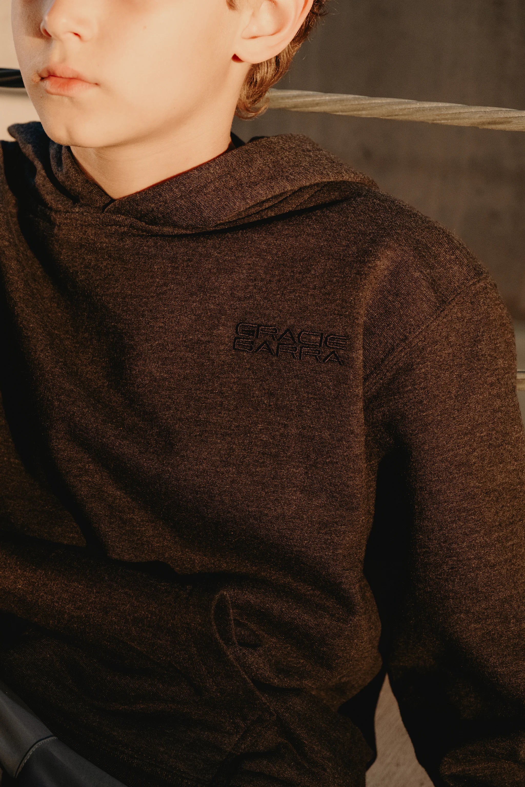 Emblem Kids Hoodie - Dark Heather Grey