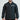 Model wearing the black Gracie Barra Equipe button down windbreaker, front view, with white EQUIPE chest print and red metal clip buttons.