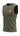 Army Green Flow Men's Sleeveless Tech Tee, front three-quarter view, with a Red Shield logo on the chest.