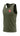 Army Green Flow Men's Tech Tank, front three-quarter view, with a Red Shield logo on the chest and tonal Gracie Barra neck tag.