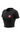 Black Flow Women's Crop Tech Tee, front three-quarter view, with a Red Shield logo on the chest and gold Gracie Barra neck tag.