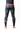 Model wearing black GB Essentials compression pants, back view with red EQUIPE print on the waistband and white GB logo on the calf