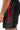 Detail of the red BARRA print on the tonal gray Legacy G triangle side panel of the black Velcro Training Shorts, with the hem vent below.