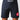 Man wearing black GB Essentials velcroless training shorts, front view with white Gracie Barra wordmark on the waistband and red triangle logo on the left leg