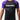Model wearing the GB Essentials Ranked Rashguard in purple, front view of the black body with purple raglan short sleeves, EQUIPE Gracie Barra wordmark across the chest and red triangle logo at the neckline