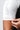 Close-up of the white sleeve cuff with red double stitching and grey Gracie Barra sleeve print, held by the model's hand
