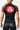 Back view of a woman wearing the black GB Essentials Womens Ranked Rashguard with brown sleeves, showing the large red and white Gracie Barra shield logo across the back.