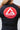 Close-up of the back of the GB Essentials Womens Ranked Rashguard, showing the large red circular Gracie Barra Carlos Gracie Jr logo below the brown shoulder panels.