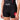 Front view of the black Close Contact Womens Compression Pants with the red Gracie Barra waistband wordmark and gray striped hip panels.