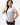Legacy Womens Active Tee in grey, front view on model with hand to hair, short sleeves and white Legacy G chest logo.
