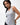 Legacy Womens Performance Racerback Tank in grey, front view on model with hand on hip, scoop neckline and white Legacy G chest logo.