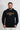 Navy Gracie Barra Lutador men's hoodie, front view, with gold LUTADOR chest print, Gracie Barra wordmark, EQUIPE box logo and Brazil flag sleeve patch.