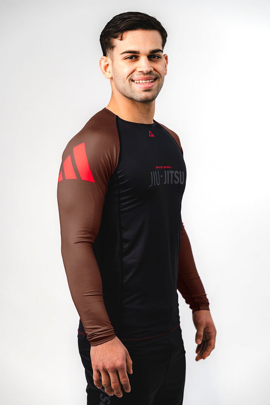 GB Performance L/S Ranked Rashguard by Adidas - Brown