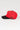 Side view of the Red Comp Team Cap showing the black brim, GB Red crown, and woven JIU-JITSU label above the side seam.