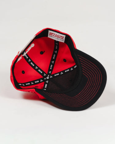Inside view of the Red Comp Team Cap showing black sweatband and internal taping patterned with the Legacy G logo and Gracie Barra branding.