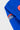 Sleeve detail of the blue womens kimono with red and navy Gracie Barra Jiu Jitsu woven label and ripstop fabric texture