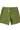 Flat lay back of the green Gracie Barra Red Shield Classic Premium Boardshort with the reflective Gracie Barra stacked logo and red triangle tab.