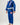 Front three-quarter view of kids model wearing Sakura V3 blue BJJ Gi with Gracie Barra lapel detail, pink Red Shield logos, and Sakura embroidery on pants.