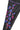 Close-up of Sakura V3 Womens black compression pants highlighting purple waistband trim and vibrant Sakura floral graphics on leg.