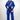 Female athlete wearing the Sakura V3 Women’s Kimono in blue with pink Sakura embroidery, Red Shield logo, and black belt on white background