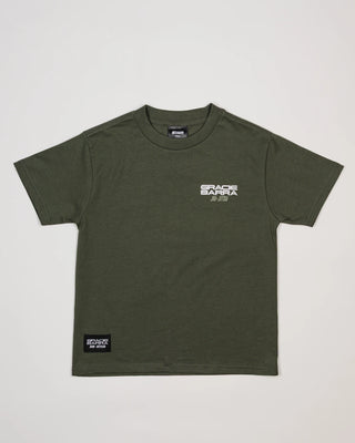 Green Tactical Kids Tee with white Gracie Barra Jiu-Jitsu logo on chest, displayed on light gray background.