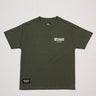 Green Tactical Kids Tee with white Gracie Barra Jiu-Jitsu logo on chest, displayed on light gray background.