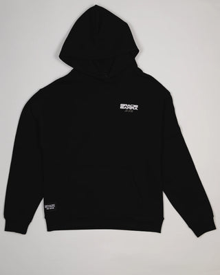 Black Tactical Men’s Hoodie with white Gracie Barra Jiu-Jitsu logo on chest, displayed on light gray background.