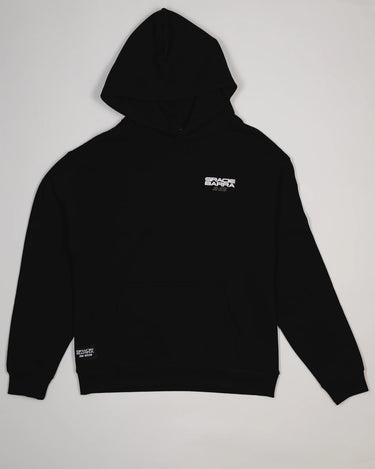 Black Tactical Men’s Hoodie with white Gracie Barra Jiu-Jitsu logo on chest, displayed on light gray background.