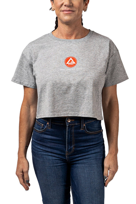 Red Shield Womens Cropped Tee - Grey